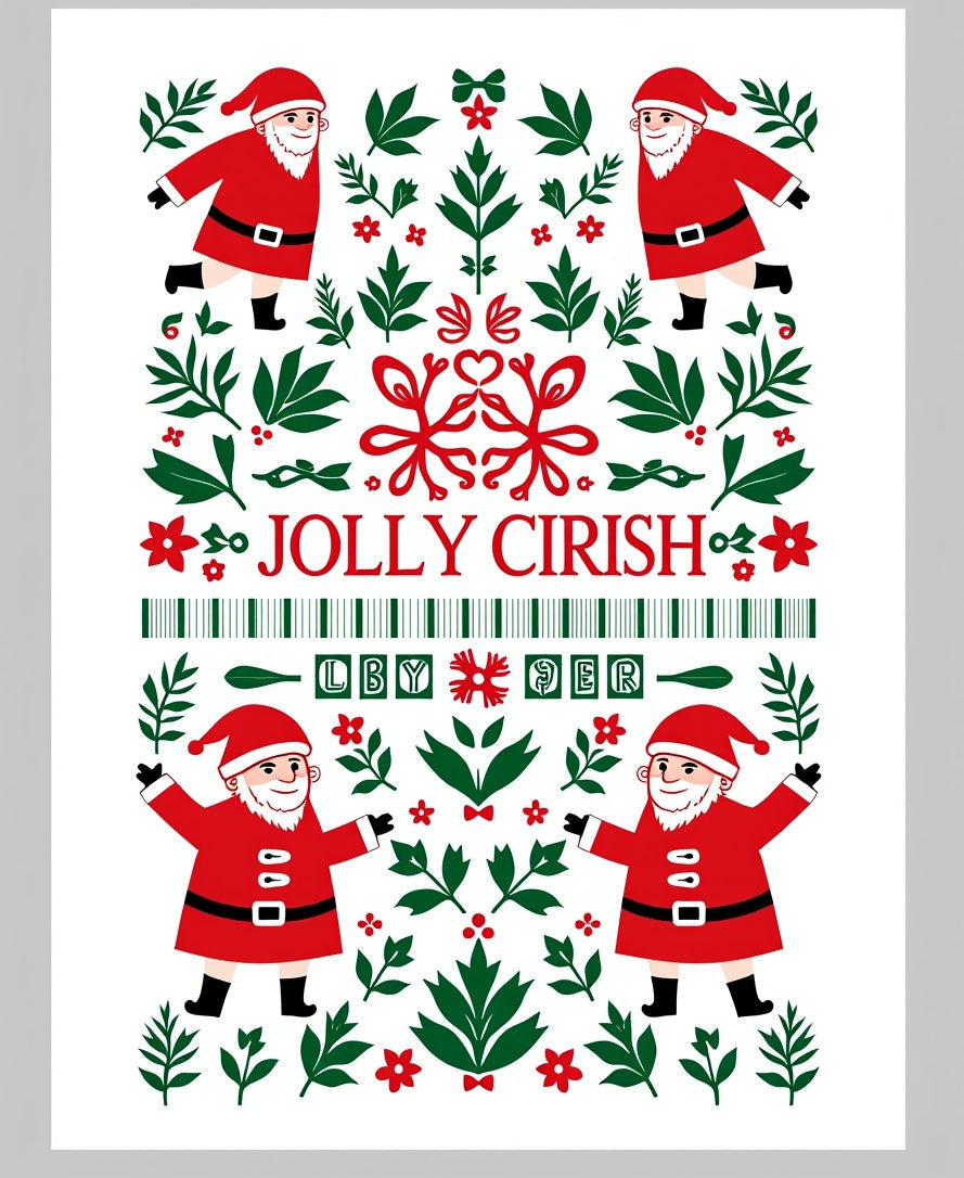 Jolly Red Santa Folk Art Rug