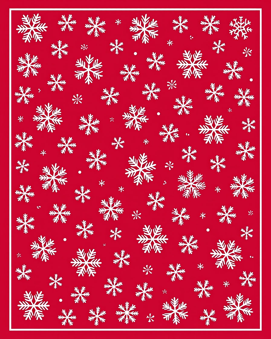 Red White Snowflake Wonderland Rug