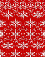 Red White Snowflake Patterned Design Rug