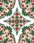 Ornate Red Green Floral Medallion Design Rug