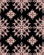Damask Floral Black And Pink Design Rug