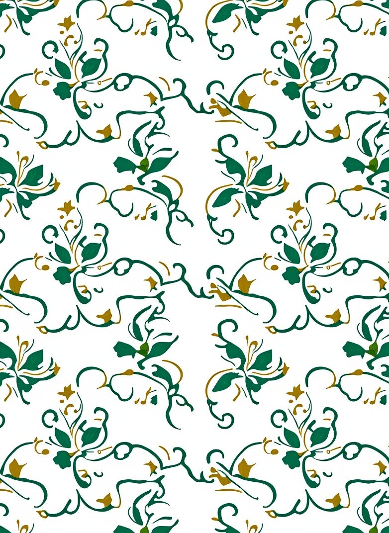 Emerald Green Floral Swirl Pattern Rug
