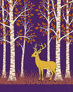 Woodland Deer With Aspen Trees Rug