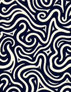 Abstract Swirl Black Cream Rug