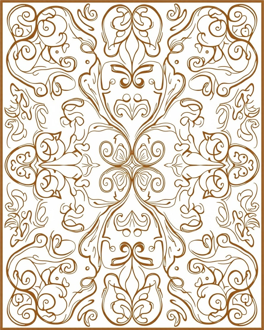 Intricate Brown Abstract Swirls Pattern Rug
