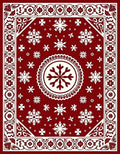 Classic Deep Red Snowflake Pattern Rug