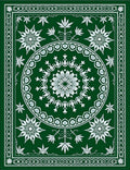 Emerald Green Floral Medallion Border Design Rug