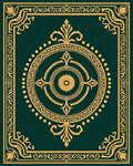 Ornate Gold Floral Green Patterned Rug
