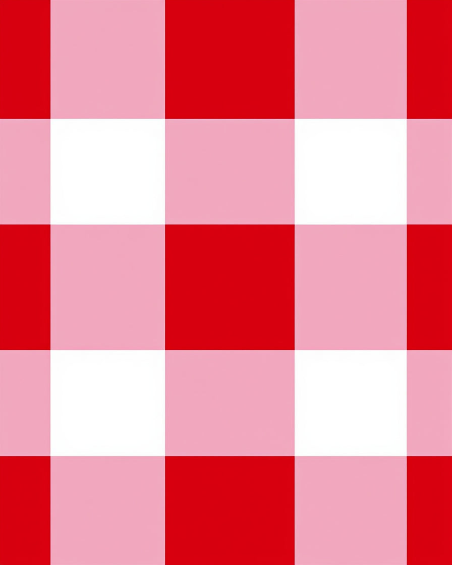 Classic Red White Checked Pattern Rug