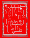 Abstract Red White Geometric Design Rug