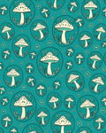 Whimsical Teal Mushroom Circle Collection Rug