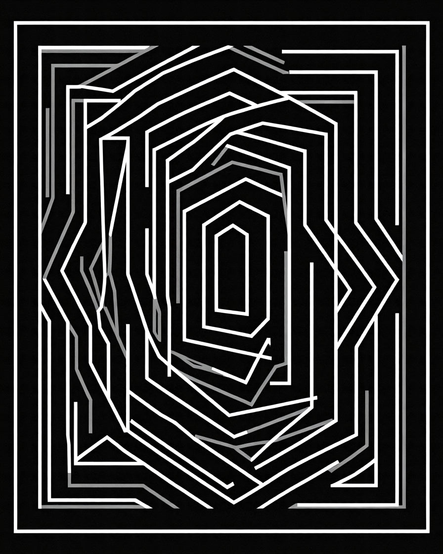 Modern Geometric Maze Line Pattern Rug