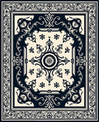 Ornate Floral Scrollwork Pattern Rug