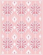 Delicate Pink Floral Geometric Pattern Rug