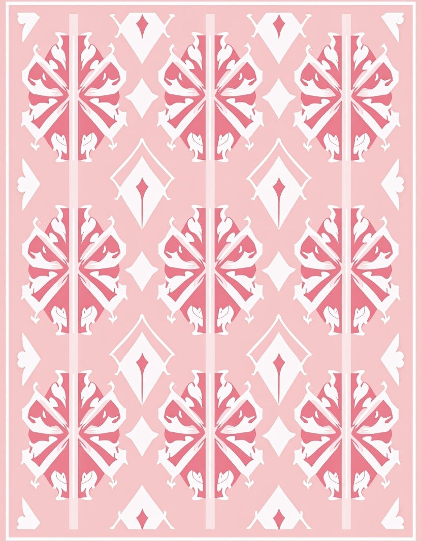 Delicate Pink Floral Geometric Pattern Rug