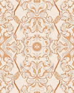 Elegant Beige and Ochre Baroque Pattern Rug