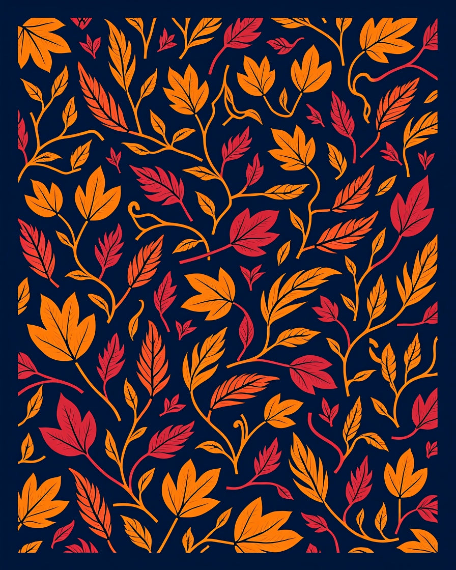 Autumn Leaf Vine Pattern Rug