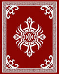 Crimson Geometric Medallion Border Rug
