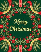 Festive Red Gold Floral Garland Rug