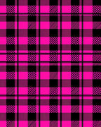 Bright Pink Black Plaid Checkered Rug