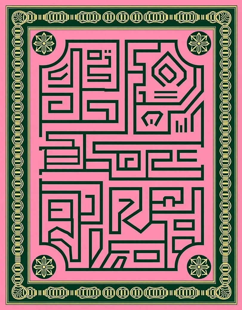Pink Maze Geometric Pattern Rug