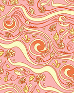 Whimsical Floral Swirl Pattern Design Rug