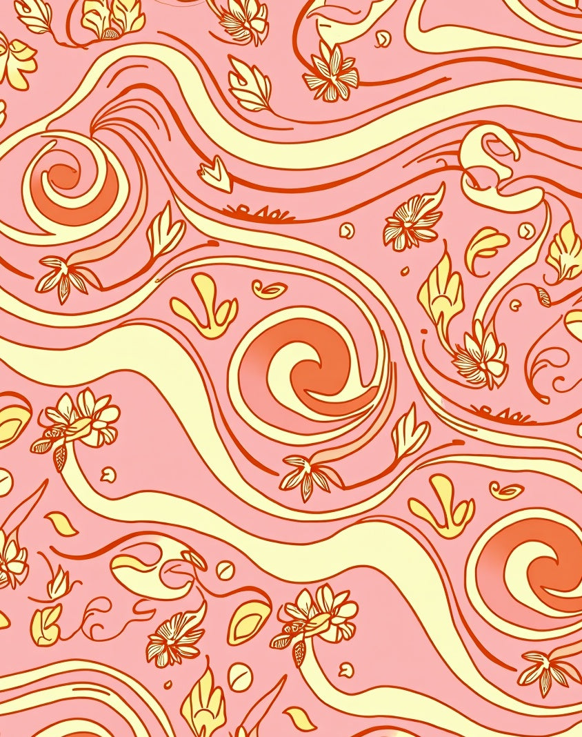 Whimsical Floral Swirl Pattern Design Rug