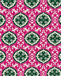 Bold Pink Green Floral Medallion Pattern Rug