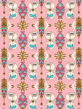 Whimsical Tribal Feather Figure Pattern Rug
