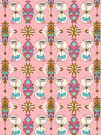 Whimsical Tribal Feather Figure Pattern Rug