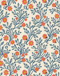 Coral Flower Leaf Vine Design Rug