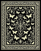 Elegant Butterfly Floral Vine Art Rug