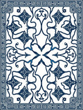 Symmetrical Blue White Floral Arrangement Rug