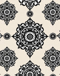 Intricate Black Medallion Pattern Rug