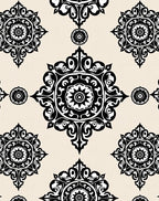 Intricate Black Medallion Pattern Rug