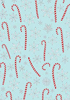 Red Stripe Candy Cane Snowflakes Rug
