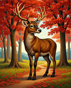 Autumn Deer Woodland Scene Rug