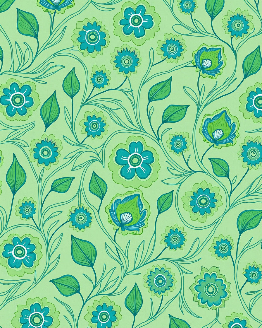 Retro Floral Vines Pattern Rug