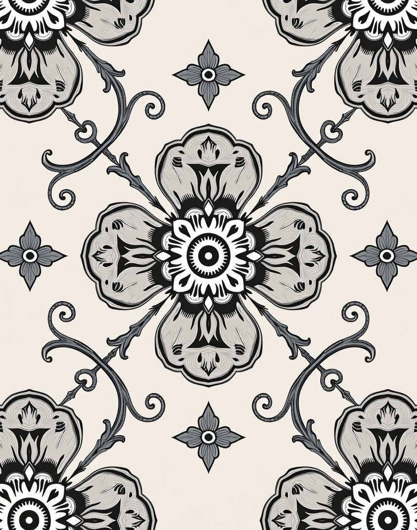 Ornate Floral Swirls Pattern Rug
