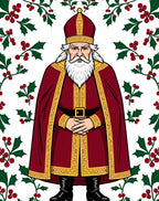 Classic Saint Nicholas Holly Pattern Rug