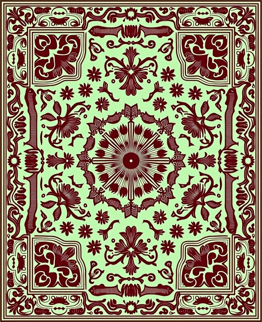 Ornate Floral Medallion Pattern Rug