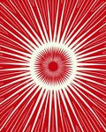 Radiating Sunburst Red Abstract Design Rug