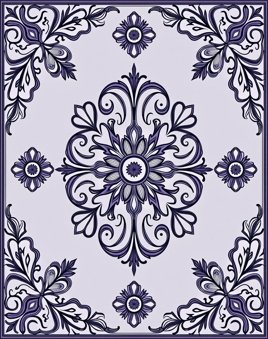 Floral Crested Ornate Pattern Rug