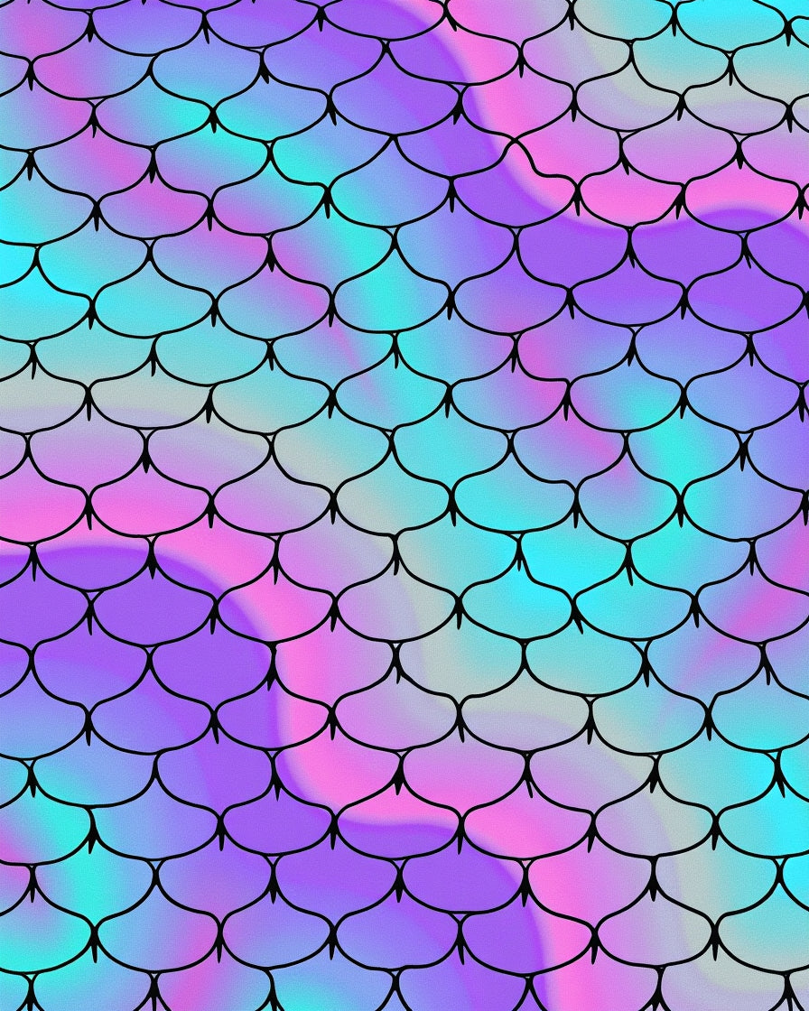 Iridescent Scale Pattern with Black Outline Rug