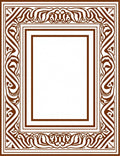 Ornate Scrollwork Patterned Brown Frame Rug