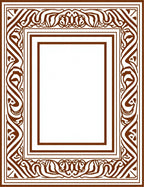 Ornate Scrollwork Patterned Brown Frame Rug