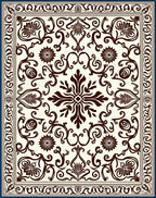Classic Floral Brown Cream Medallion Rug