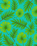 Vibrant Green Tropical Foliage Teal Rug