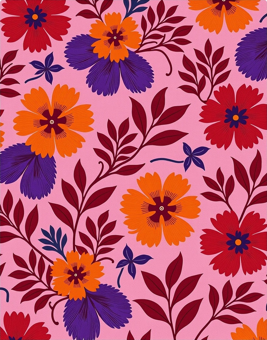 Bold Floral Meadow Pink Rug