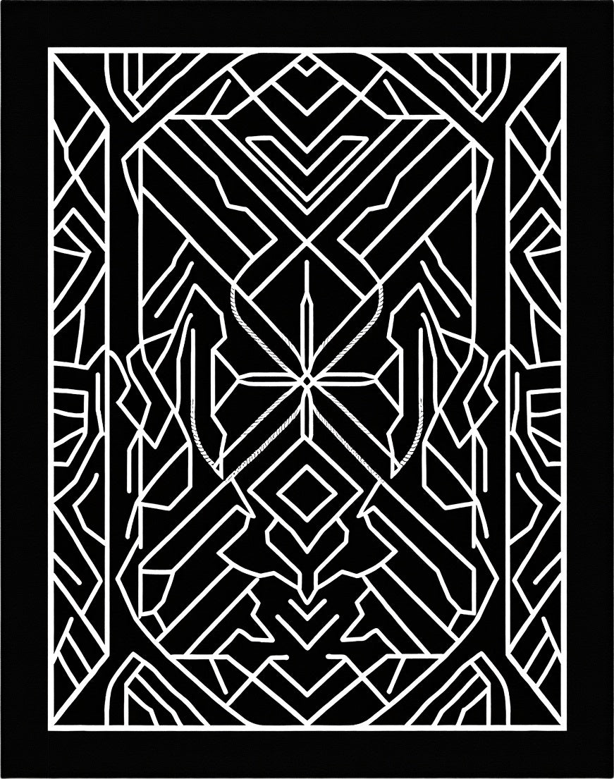 Black White Geometric Art Deco Rug